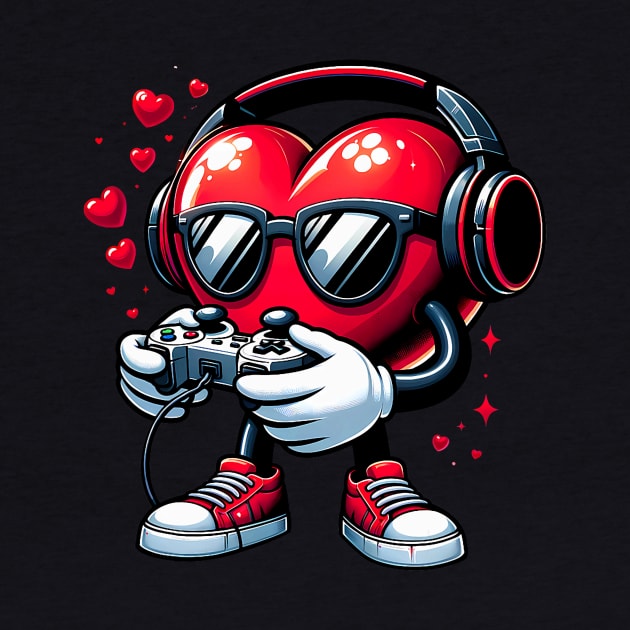 Funny Heart Gaming Valentines Day Men Women Boys Girl Gamer by jadolomadolo